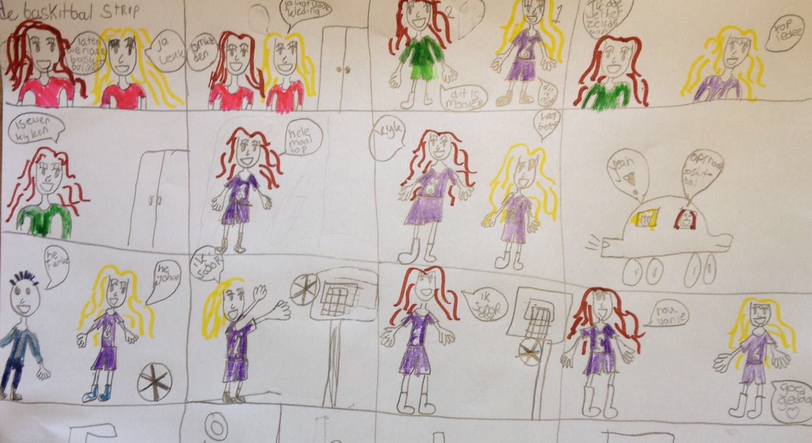 Mooi getekende strip door Femke vd Wal – Basketbalvereniging Break Out ‘88
